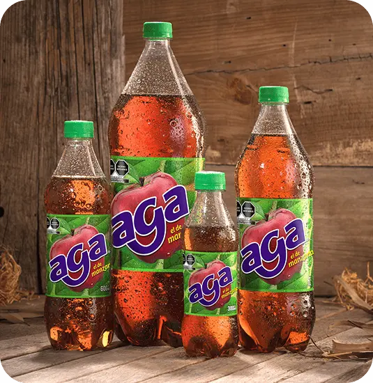 Aga de Manzana - Variedad de presentaciones de refrescos de embotelladora aga